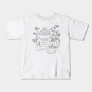 Pumpkin Spice Latte Drink - Black outline only Kids T-Shirt